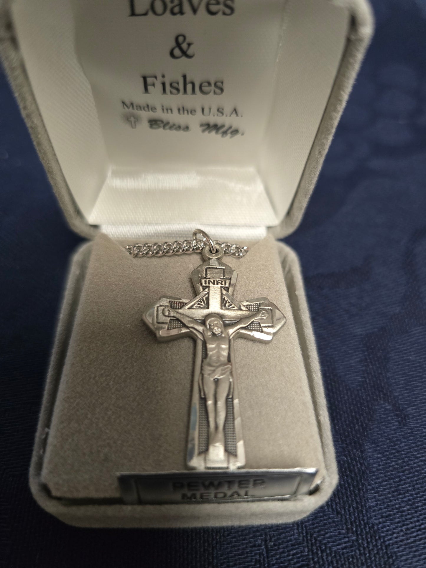 1.5" Pewter Crucifix with chain