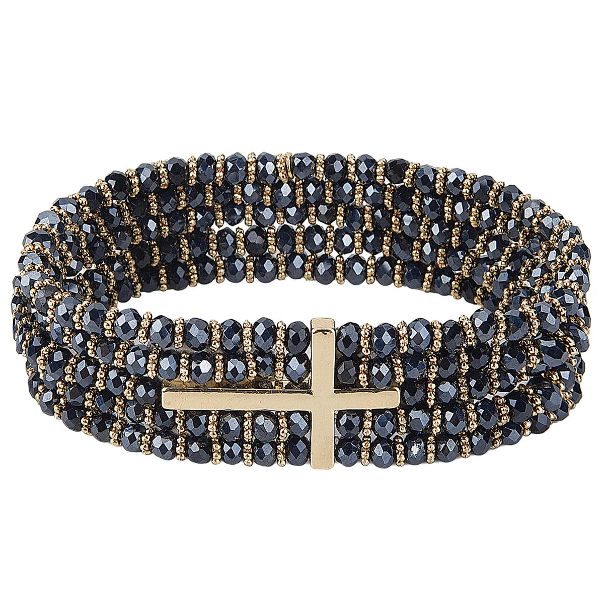 223676 - Alexa's Angels Gold Crystal Side Cross Bracelet