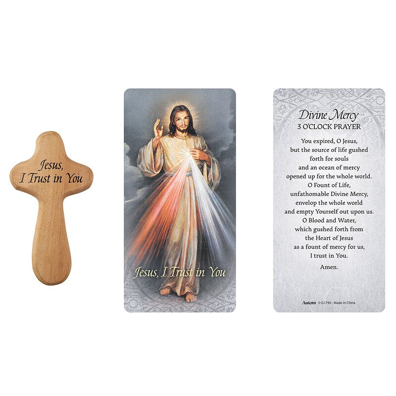 G1790-Divine Mercy Hand Held Prayer Cross with Card