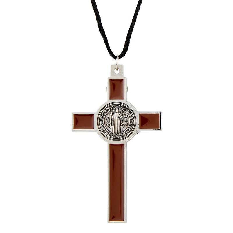 KT013BRN - Traditional St. Benedict Crucifix Pendant - BROWN