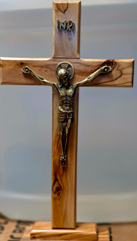 11BIL - 10" Olive Wood Crucifix