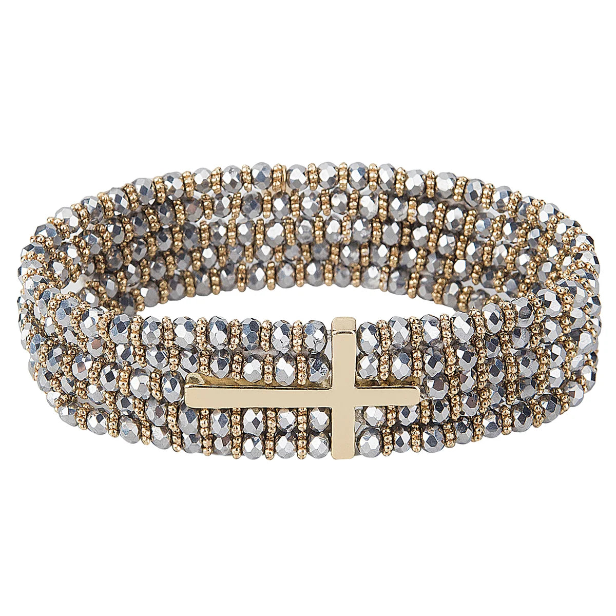 223675 - Alexa's Angels Gold Crystal Side Cross Bracelet