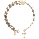 23466 - Beaded Gemstone Rosary Bracelet with Cross Charm