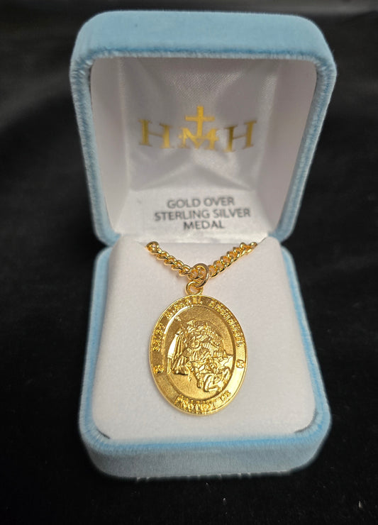 724 - St. Michael Medal - Gold over Sterling Silver w/24" Chain