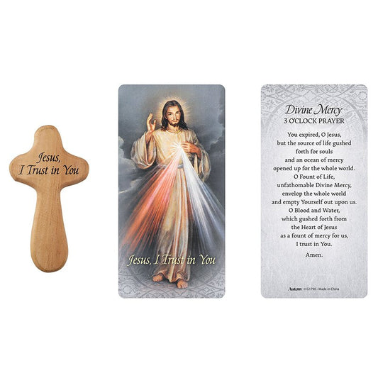 G1790-Divine Mercy Hand Held Prayer Cross with Card