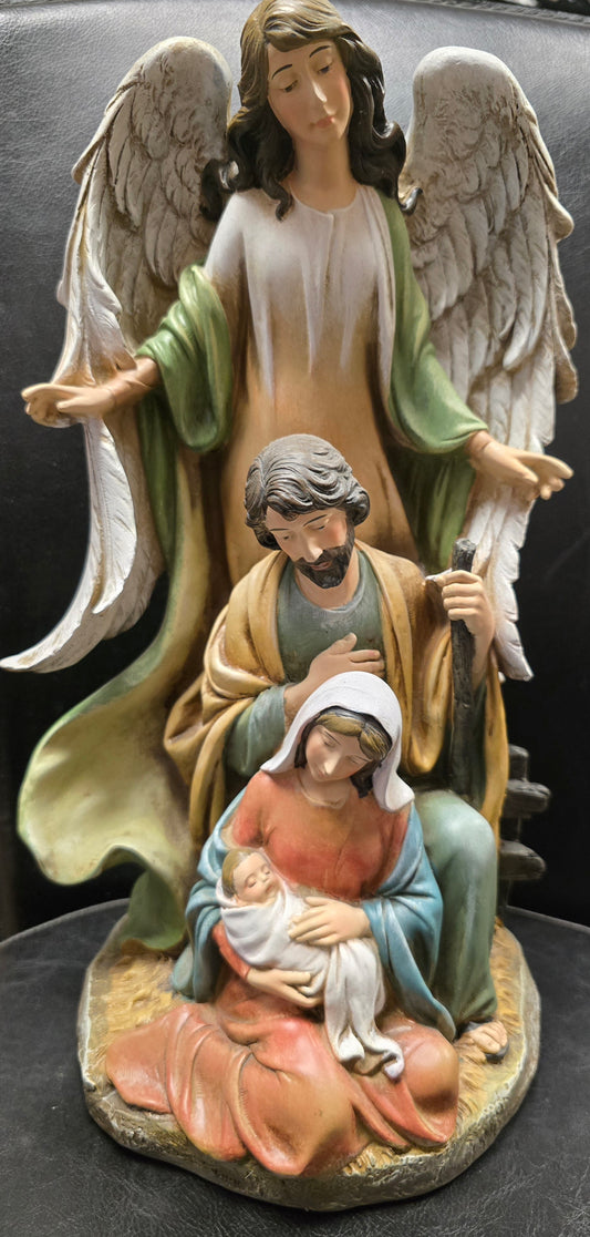 Holy Family and Angel 13"