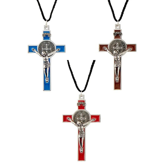 KT013BLU - Traditional St. Benedict Crucifix Pendant - BLUE