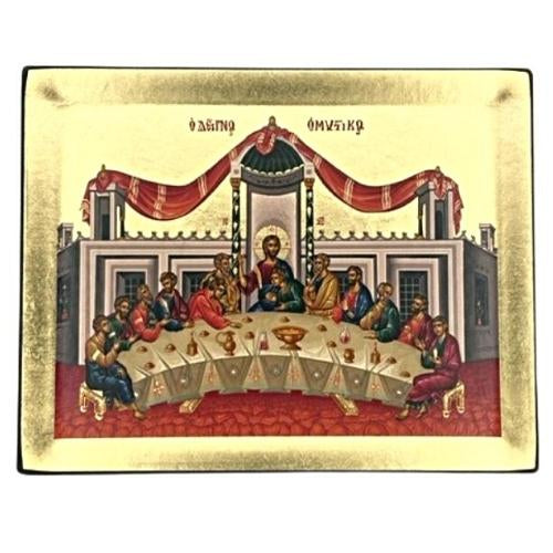 Icon - S23x29-422 - The Last Supper Silk Screen Icon – Gold & Engraved Wood