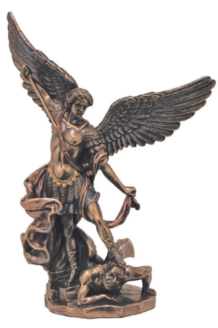 SR - 76519 - St. Michael in lightly hand-painted cold cast bronze
