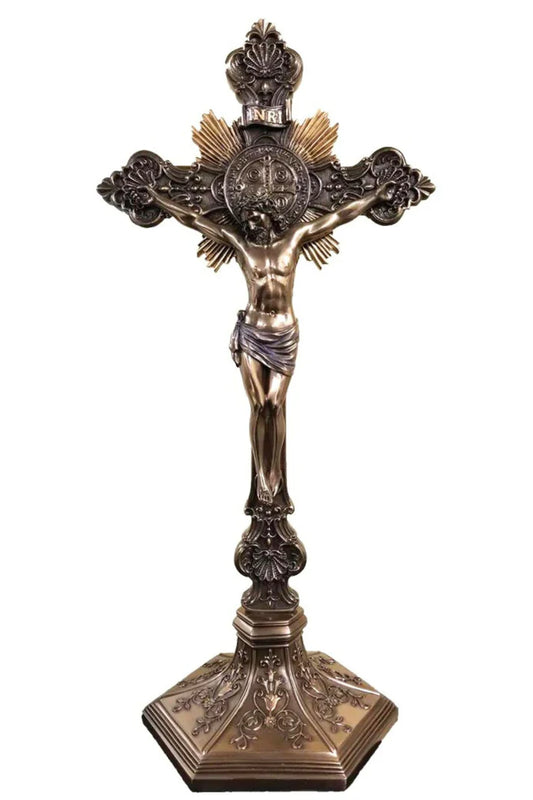 SR-77591 - Standing St. Benedict Crucifix in cold-cast bronze