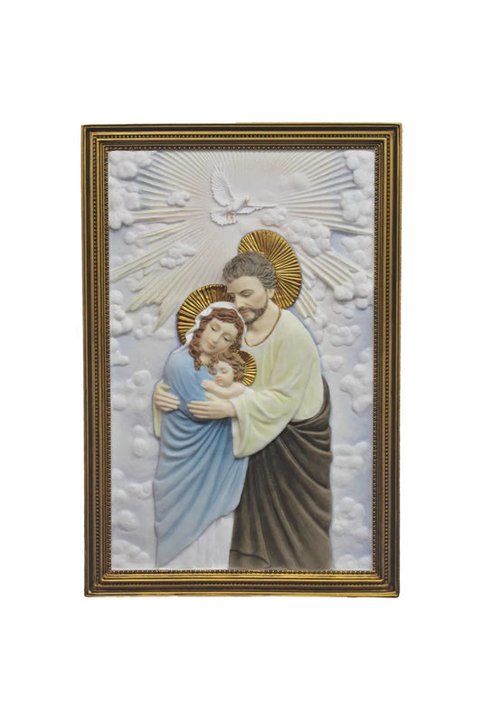 SR-78404-C Holy Family plaque in fully hand-painted color