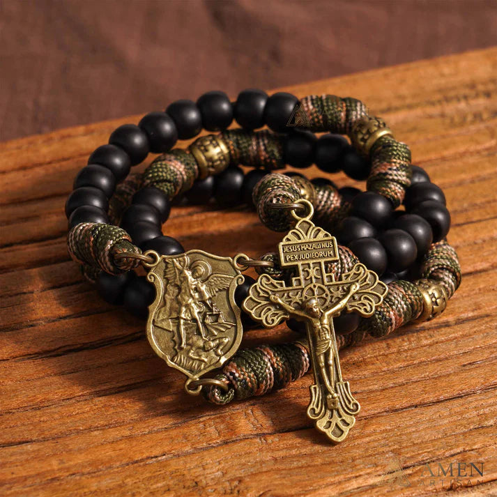St. Michael Combat Rosary Paracord Rosary – Faith & Valor Amen Artisan