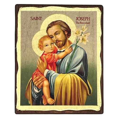 Saint Joseph Silk Screen Icon – Aged Edge Wood